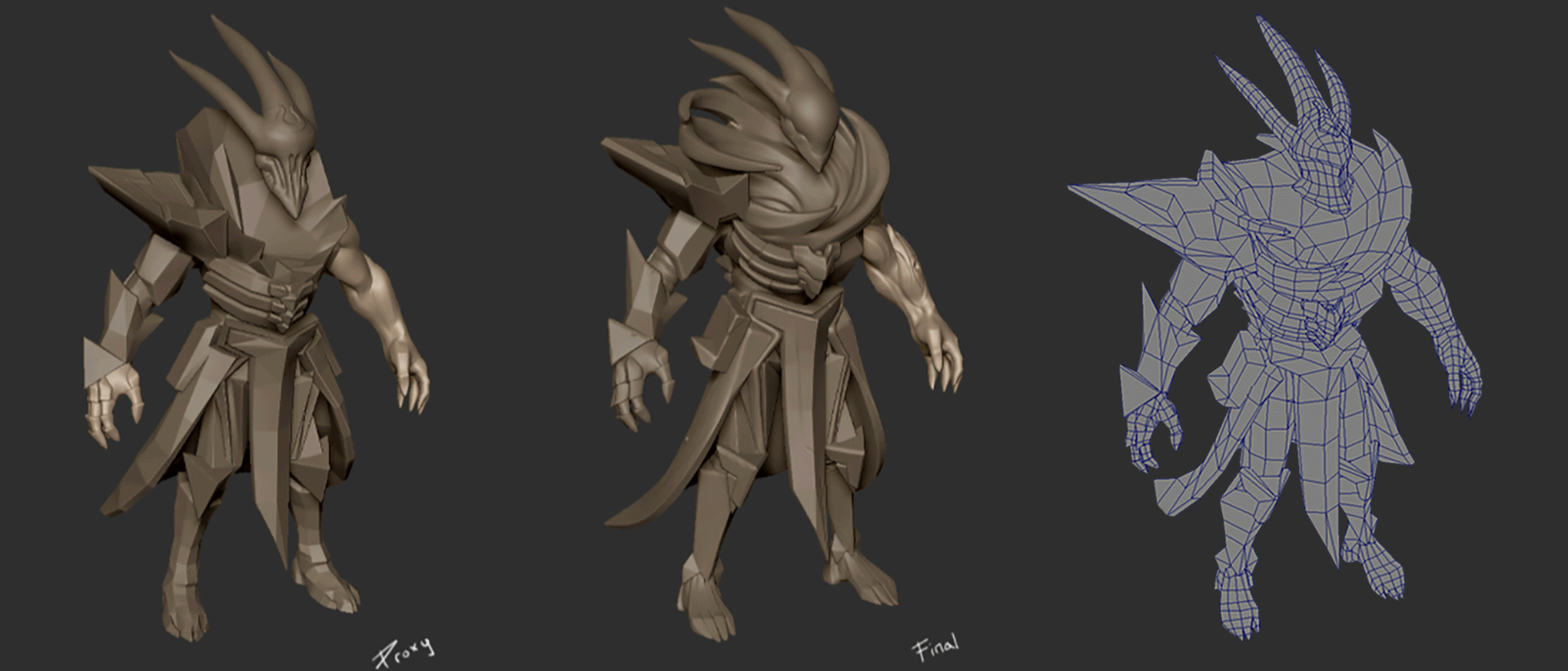 Early and Final Versions of Dark Star Thresh’s Model & Polygon Layover on Painted Final Model