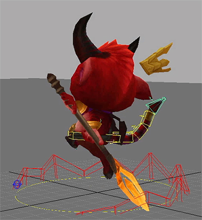 Teemo’s tail’s rig is made of four bones and joints.